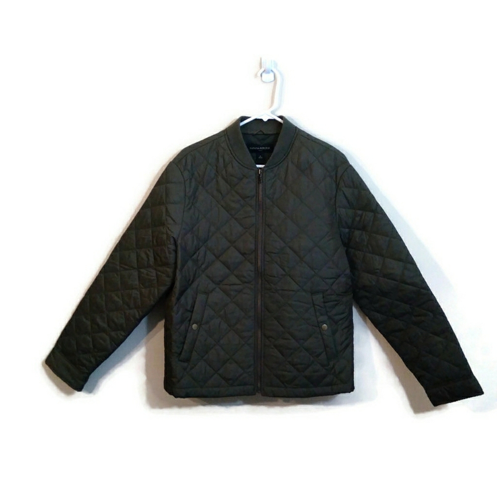 Banana Republic Green Quilted Bomber Jacket Medium